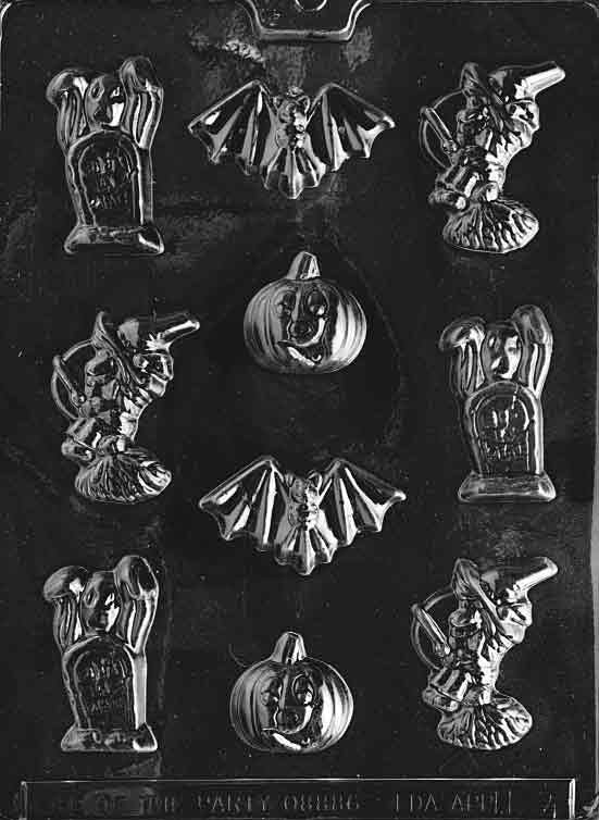 ASSORTED WITH BAT Halloween Chocolate Candy Mold