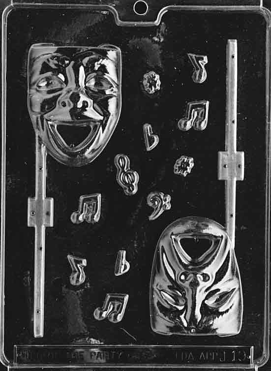 COMEDY & TRAGEDY MASK Lolly Sucker Chocolate Candy Mold