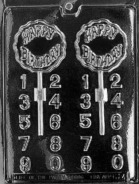 BIRTHDAY LOLLY Sucker Chocolate Candy Mold