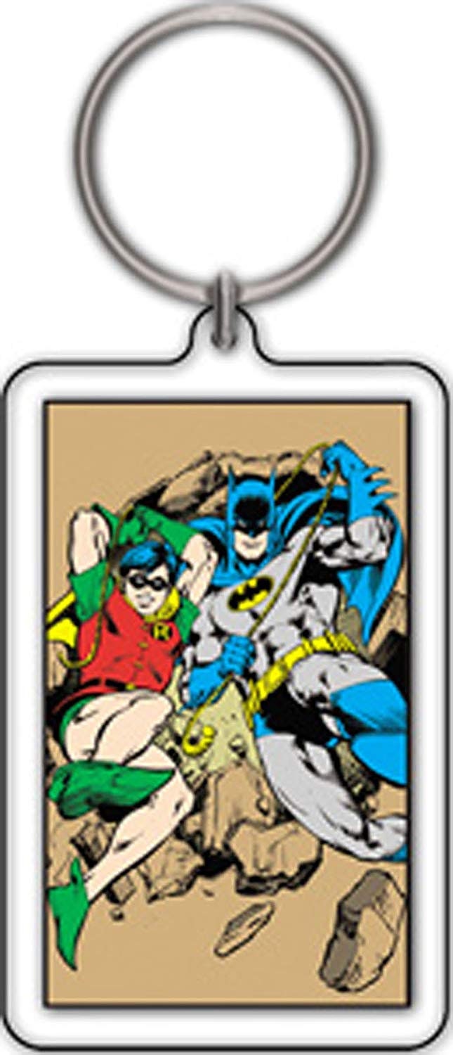 BATMAN ROBIN Double Sided Lucite Acrylic Keychain - DC Comics Keyring Keyfob Craft Supply