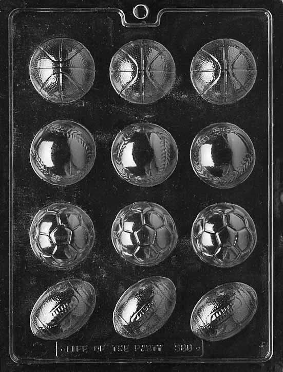 SPORTS BALL ASSORTMENT Chocolate Candy Mold Craft Supply