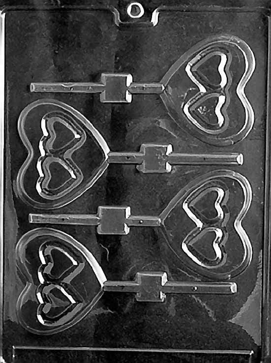 DOUBLE HEART LOLLY Valentines Sucker Chocolate Candy Mold Craft Supply