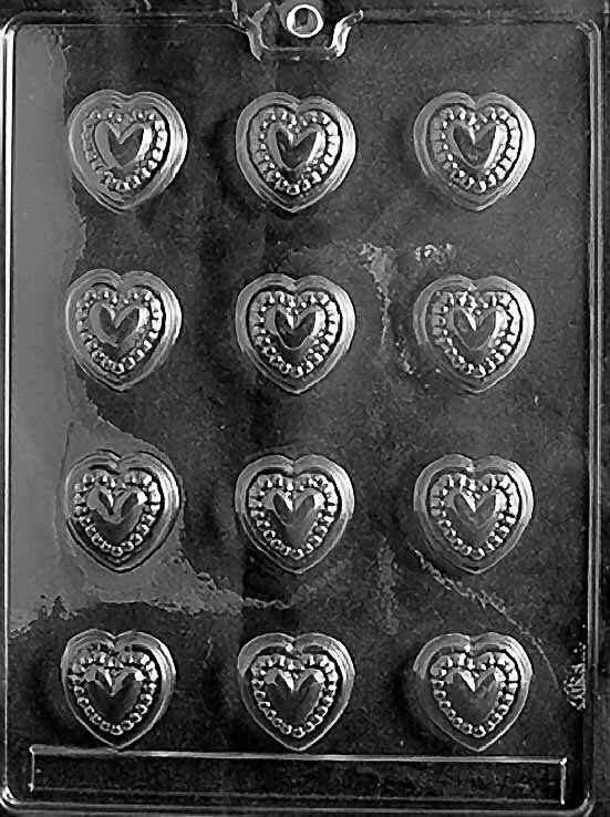 BEADED HEARTS Valentines Chocolate Candy Mold
