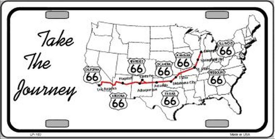 ROUTE 66 Take The Journey Metal License Plate