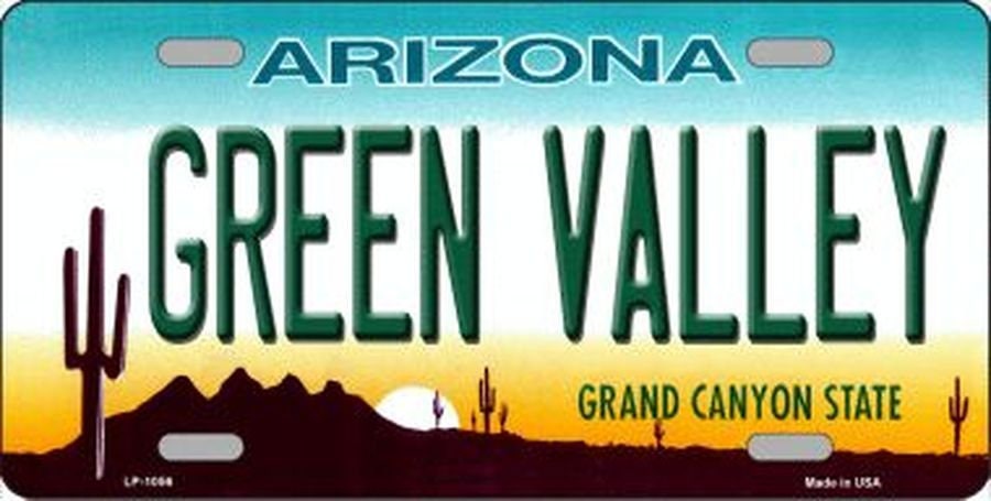 GREEN VALLEY ARIZONA State Background Metal License Plate