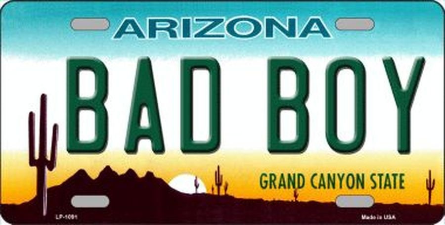 BAD BOY ARIZONA State Background Metal License Plate