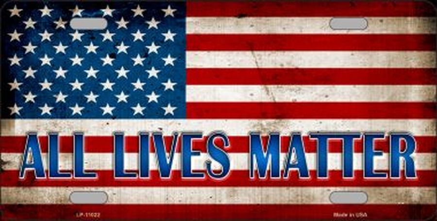 ALL LIVES MATTER American Flag Metal License Plate