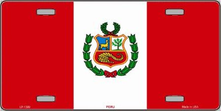PERU FLAG Metal License Plate Craft Supply