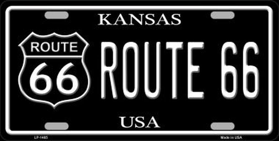 ROUTE 66 Kansas Metal License Plate