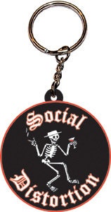 SOCIAL DISTORTION Skeleton Rubber Keychain - Rock Band Keyring Keyfob
