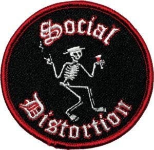 SOCIAL DISTORTION Skeleton Round Patch - Embroidered Rock Band Patch Applique