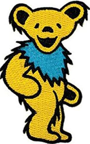 GRATEFUL DEAD Dancing Bear YELLOW Patch - Embroidered Rock Band Patch Applique