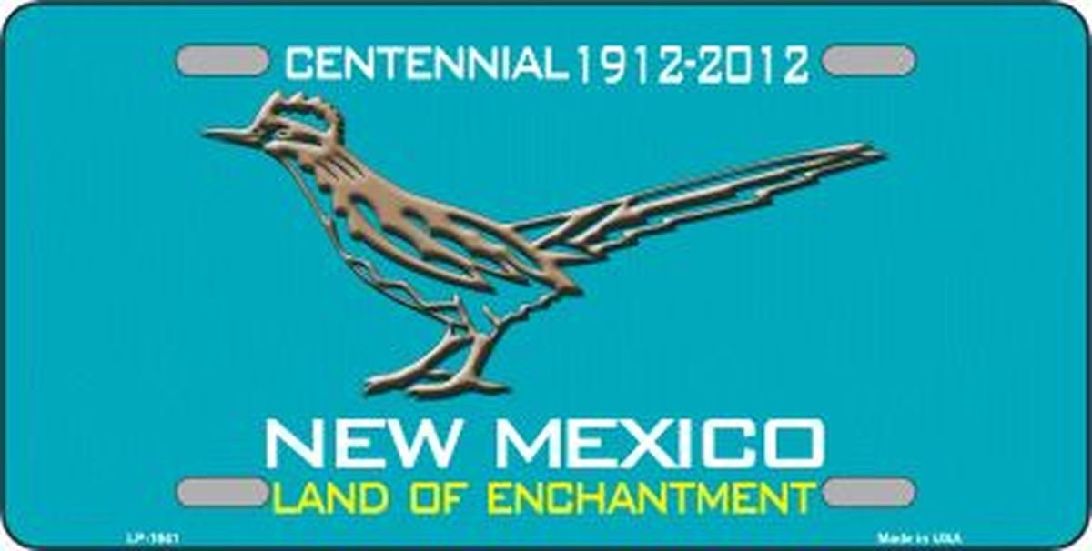 ROAD RUNNER Teal New Mexico State Background Metal License Plate