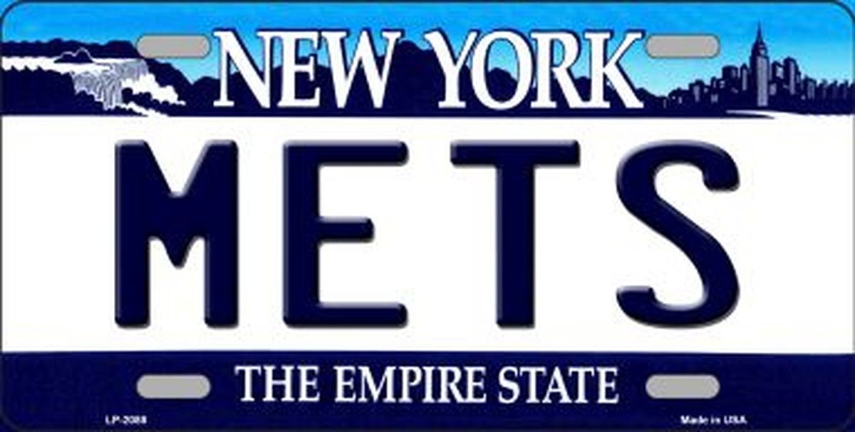 METS New York State Background Metal License Plate Craft Supply