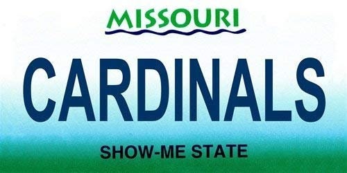 CARDINALS Missouri State Background Metal License Plate