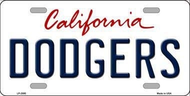 DODGERS California State Background Metal License Plate