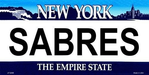 SABRES New York State Background Metal License Plate Sign Novelty Vanity Hockey