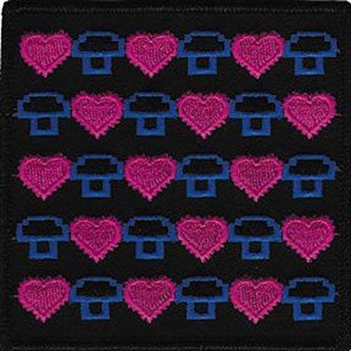 Video Games Mushrooms & Hearts Patch - Embroidered Patch Applique