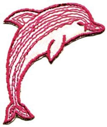 Red Dolphin Patch - Embroidered Patch Applique