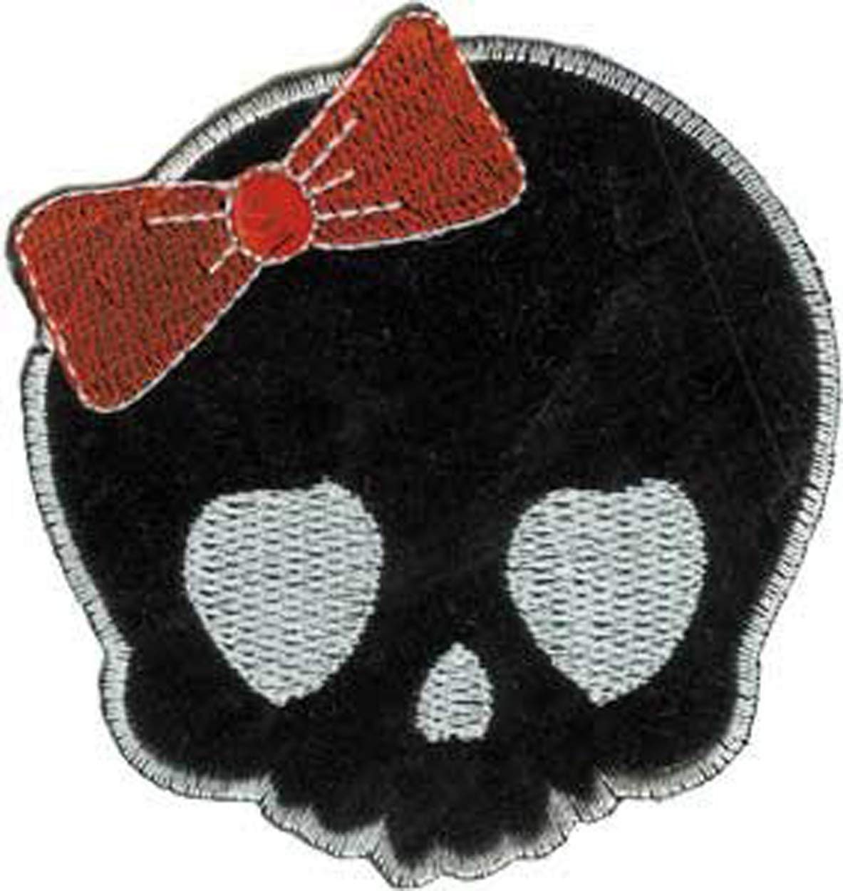 Skull with Bow Patch - Embroidered Patch Applique