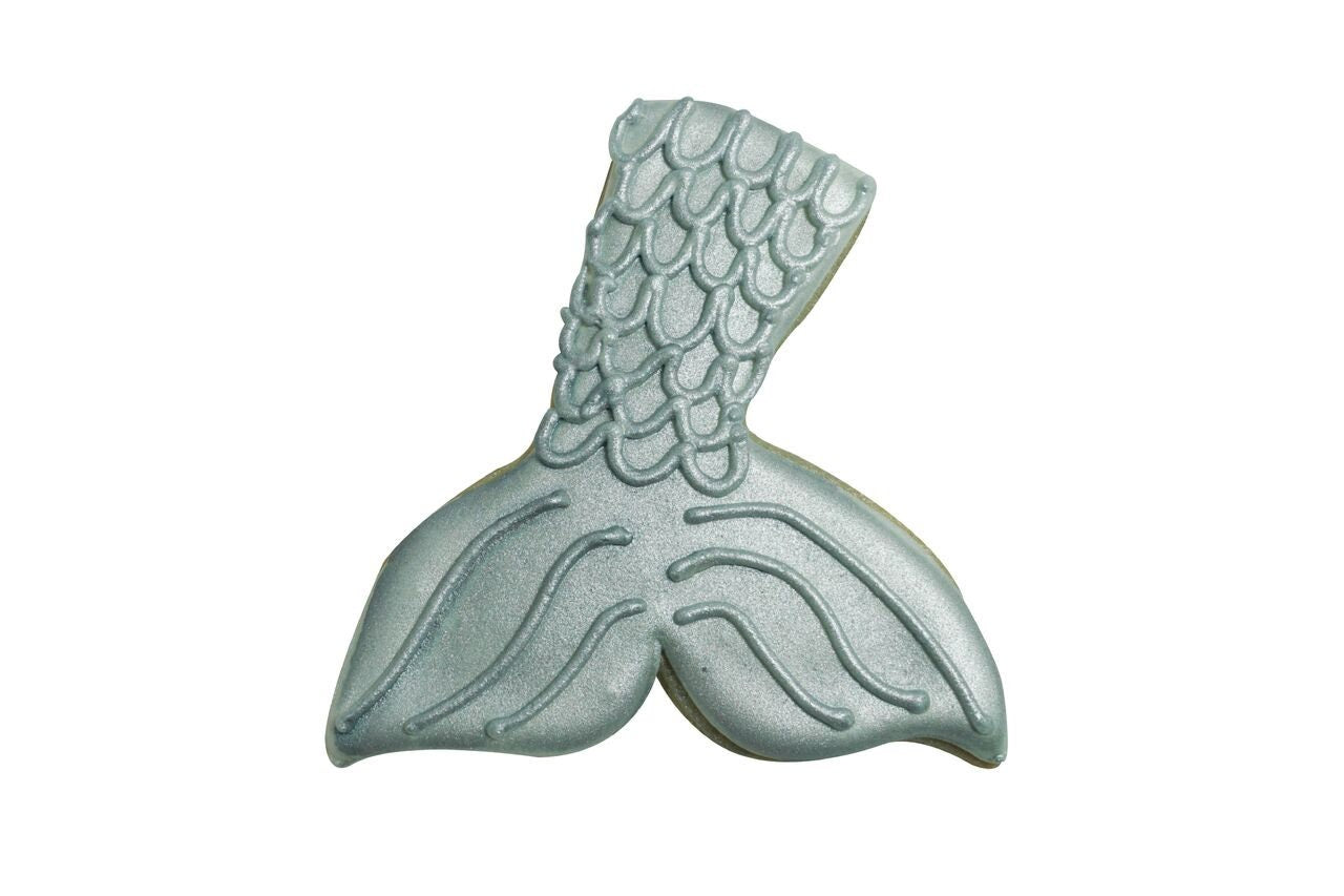 MERMAID TAIL Cookie Cutter Metal Poly-Resin Coated 3.5 Inches - Swimming Fin Sea Ocean Stencil Fondant