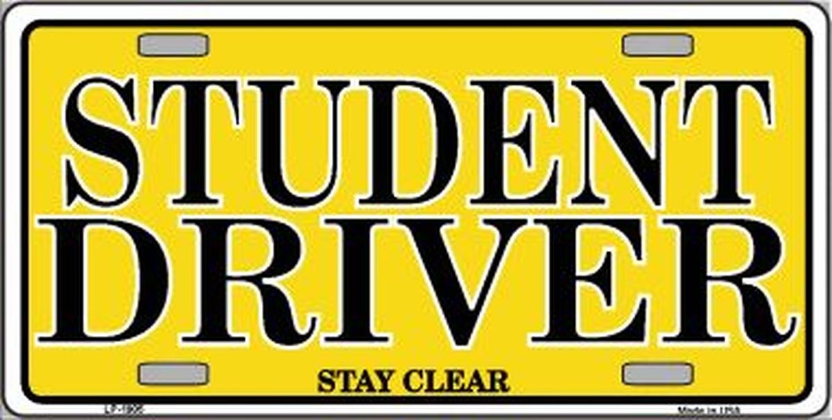 STUDENT DRIVER Metal License Plate Stay Clear Funny