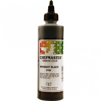 MIDNIGHT BLACK Chefmaster Airbrush Color 9-Ounce - Custom Cake Cupcake Decorating