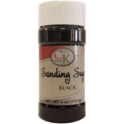BLACK Sanding Sugar - For Cupcakes, Cakes, Cookies, Halloween Parties - 4 oz.