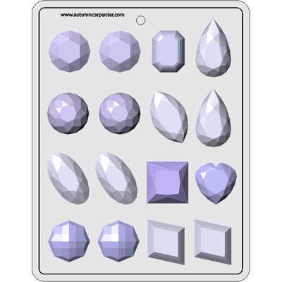 GEMS ASSORTMENT Large Hard Candy Mold -- Diamond Jewels Gems
