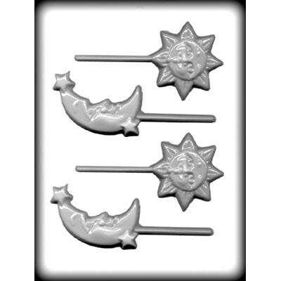 MOON & SUN Sucker Hard Candy Mold -- Earth Moon Sun Man Star Lolly Lollipop Craft Supply