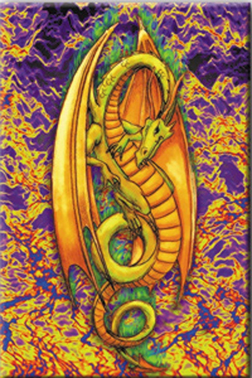 GREEN FLAME DRAGON Magnet for Refrigerators and Lockers