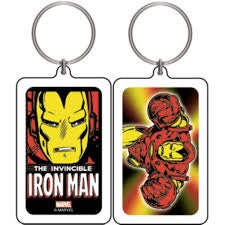 IRON MAN Double Sided Lucite Acrylic Keychain - Marvel Comics Keyring Keyfob
