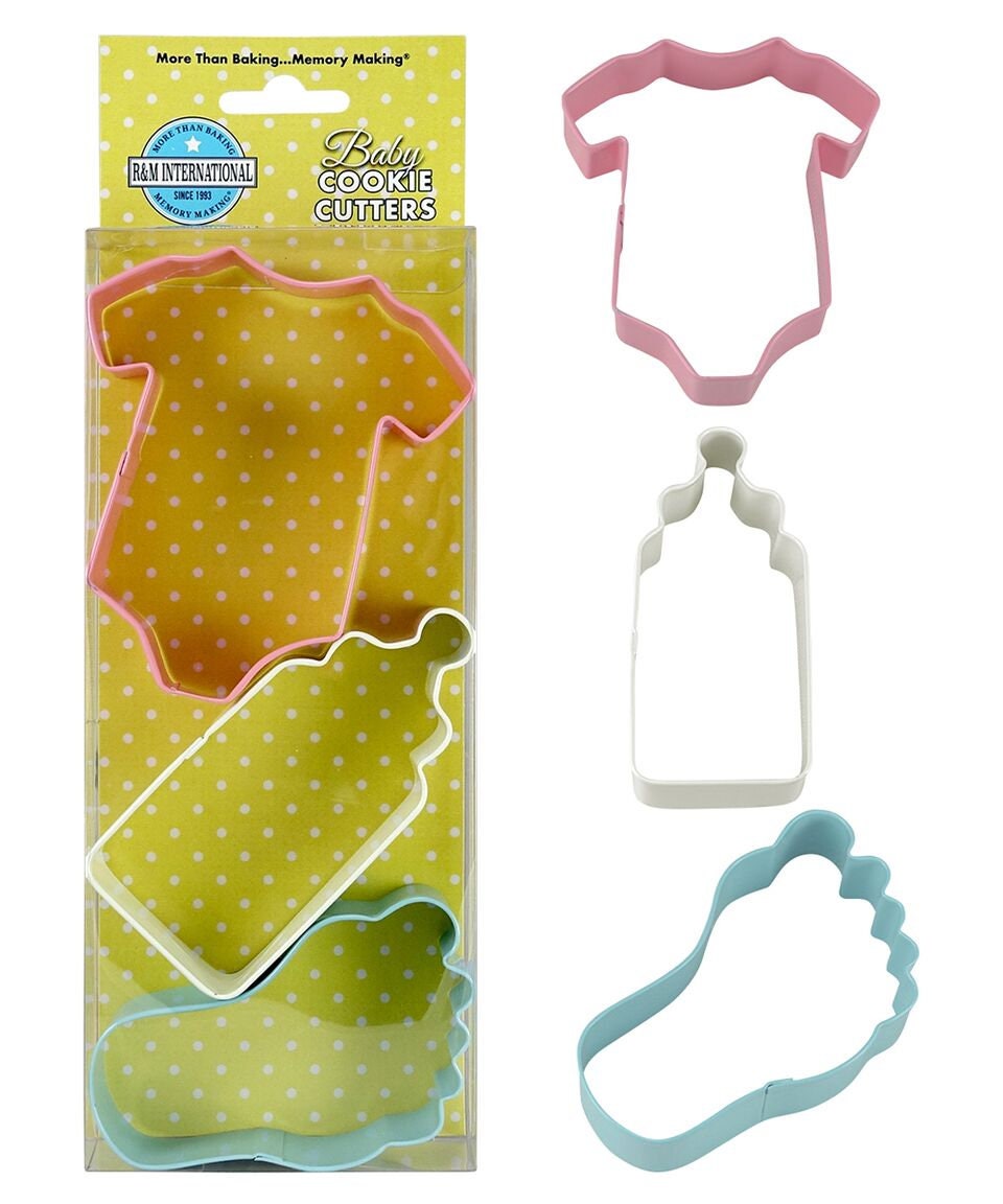 BABY Cookie Cutters, Onesie, Bottle, Foot, 3-Piece Set - Cakes Cupcakes Cookies Fondant Party