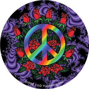 PEACE SIGN Peace and Roses Sticker Decal