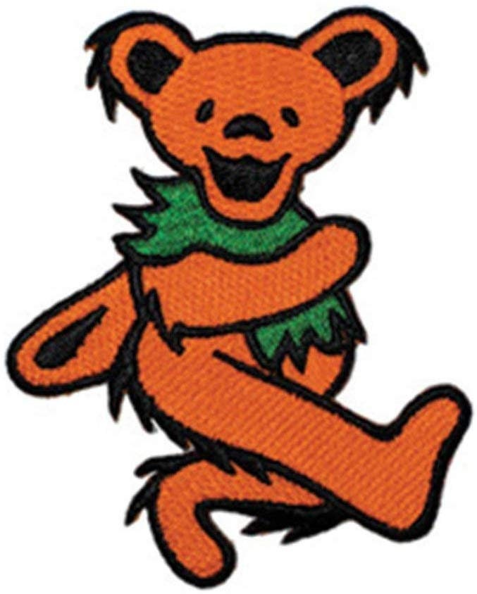 GRATEFUL DEAD Dancing Bear ORANGE Patch - Embroidered Rock Band Patch Applique Craft Supply