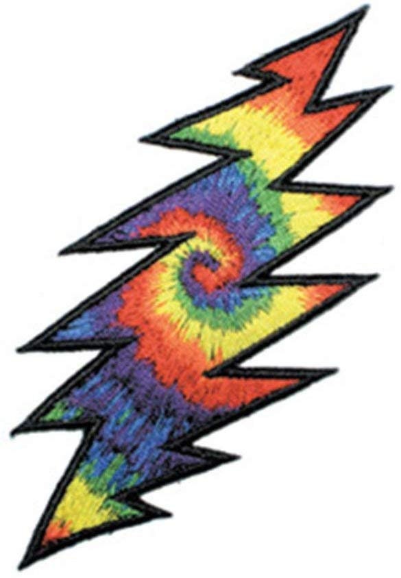 GRATEFUL DEAD Tie Dye Lightning Bolt Patch - Embroidered Rock Band Patch Applique