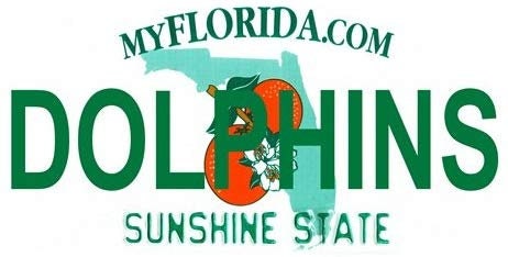 DOLPHINS Florida State Background Metal License Plate