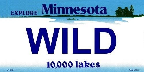 WILD Minnesota State Background Metal License Plate Sign Novelty Vanity Hockey