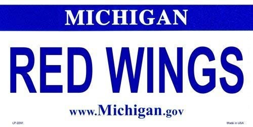 REDWINGS Michigan State Background Metal License Plate Sign Novelty Vanity