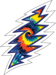 GRATEFUL DEAD Lightning Bolt Tie Dye Rock Sticker Decal - Rock Band Craft Supply