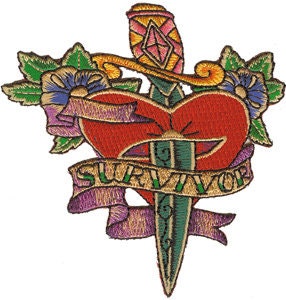 Tattoo Art Survivor Heart Patch - Embroidered Patch Applique