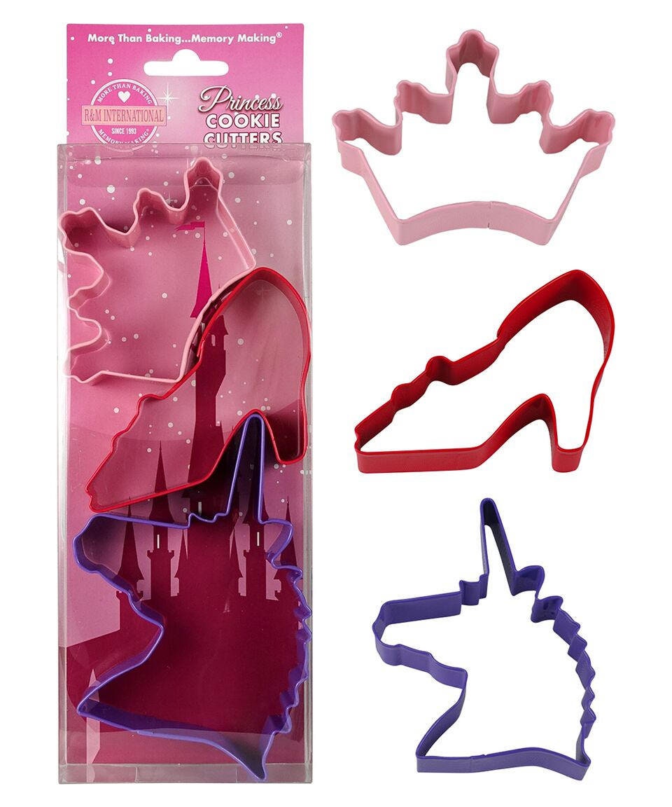 PRINCESS Cookie Cutters, Crown, Shoe, Unicorn, 3-Piece Set - Cakes Cupcakes Cookies Fondant Party Craft Supply