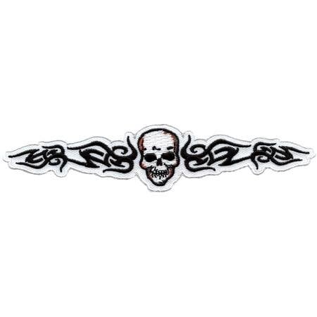 TRIBAL SKULL Logo Tattoo Patch - Skulls Embroidered Patch Applique Craft Supply