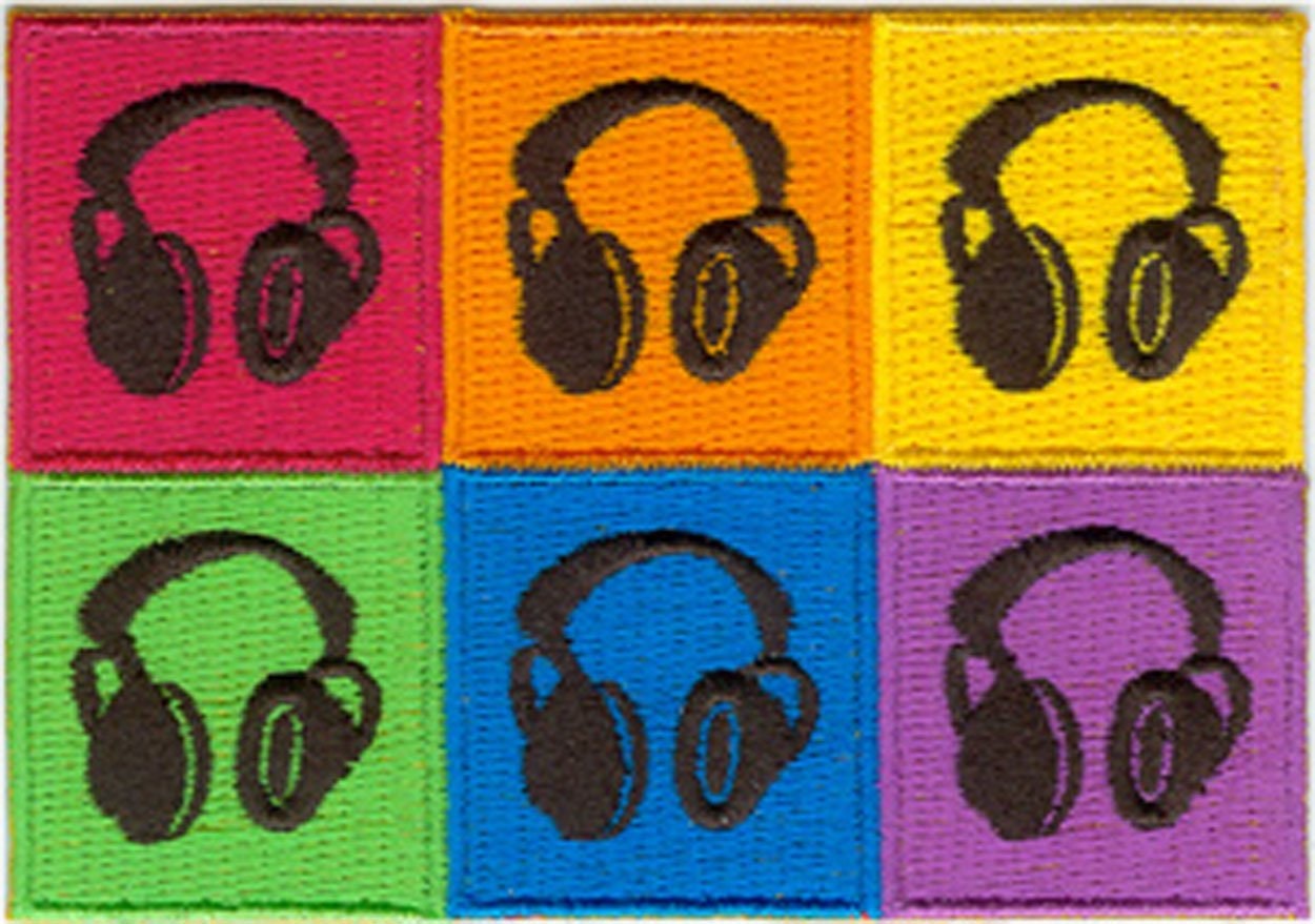 HEADPHONES Multi Colored Patch - Embroidered Patch Applique