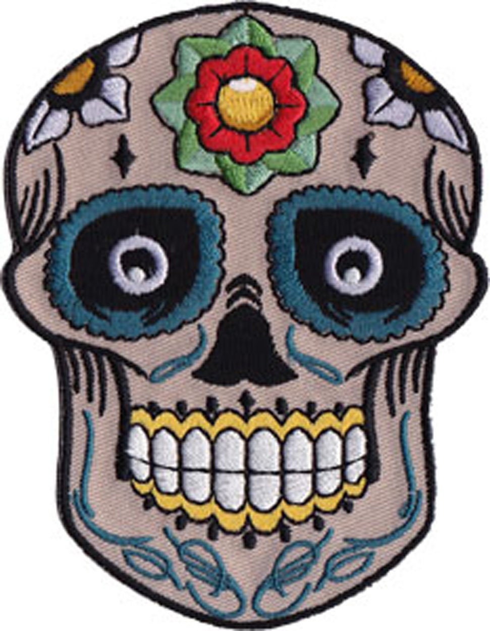 CANDY SKULL With Flower Patch - Skulls Embroidered Patch Applique