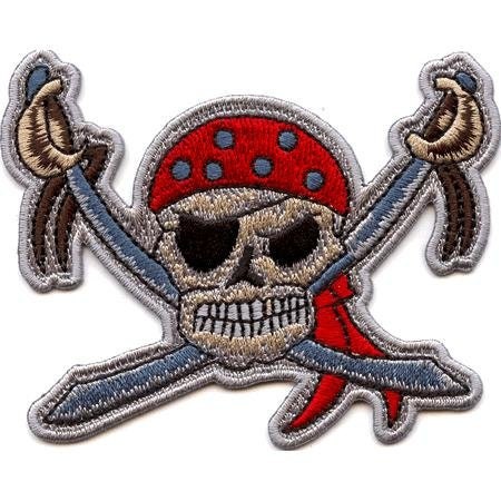 PIRATE SKULL With Swords Patch - Skulls Embroidered Patch Applique Craft Supply