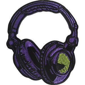 Purple Headphones Music Patch - Embroidered Patch Applique