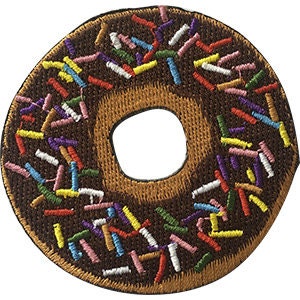 Chocolate Sprinkle Donut Patch - Embroidered Patch Applique Craft Supply