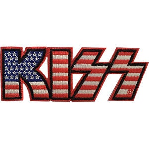 KISS Band Logo American Flag Patch - Embroidered Rock Band Patch Applique