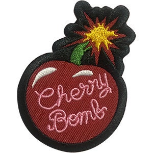 CHERRY BOMB Cherries Fireworks Patch - Embroidered Patch Applique